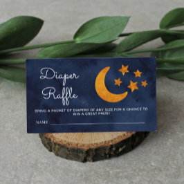 Cartão De Informações Fralda Raffle Watercolor Lua e Estrelas Night Sky