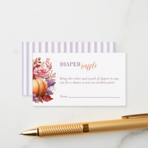 Cartão De Informações Fralda Raffle Watercolor Pumpkin
