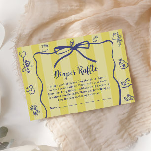 Cartão De Informações Fralda Retro-Cor Amarelo Chá de fraldas de limões 