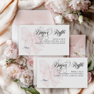 Cartão De Informações Fralda rosa Arco moderna de Chá de fraldas de garo