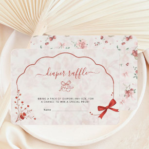 Cartão De Informações Fralda Rosa-Chá de fraldas-Cereja Raffle