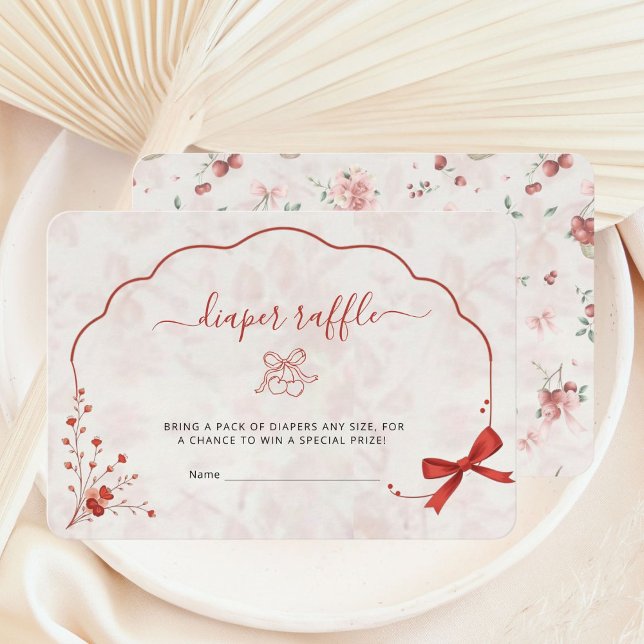 Cartão De Informações Fralda Rosa-Chá de fraldas-Cereja Raffle (Criador carregado)