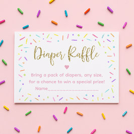 Cartão De Informações Fralda Rosa Dourada Arco-Íris Bebê aspersão Raffle
