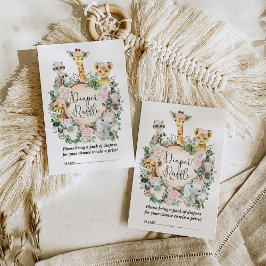 Cartão De Informações Fralda Rosa Floral Safari Garota Selva Raffle