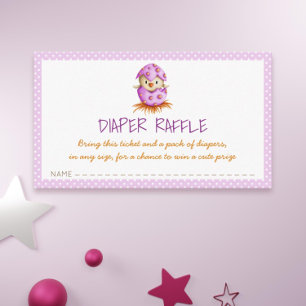 Cartão De Informações Fralda rosa Raffle com Chá de fraldas de Ataque de