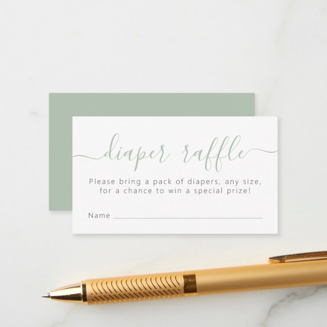Cartão De Informações Fralda Simples Raffle Ticket Verde (Frente/Verso In Situ)