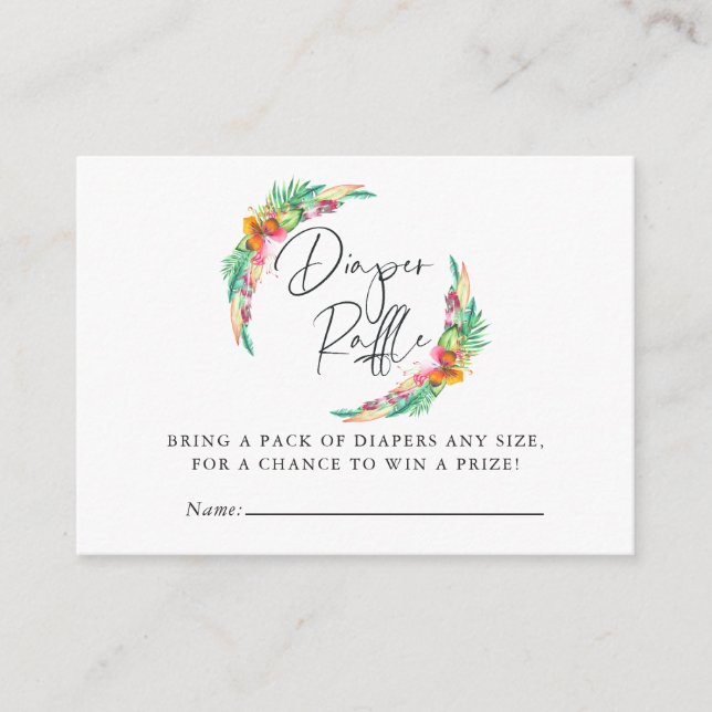 Cartão De Informações Fralda Tropical Summer Beach Raffle (Frente)
