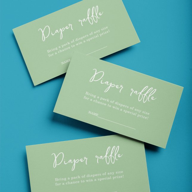 Cartão De Informações Fralda Verde Elegante Chá de fraldas Raffle (Criador carregado)