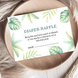 Cartão De Informações Fralda Verde Tropical Raffle Chá de fraldas