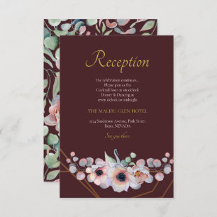 Cartão De Informações Frames Geométricos Florais Do Anêmono Rosa Elegant