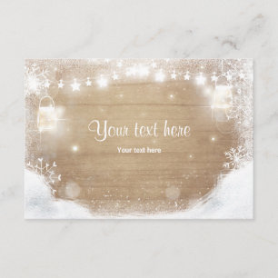 Cartão De Informações Frascos de pedreiro de madeira rústicos da neve do