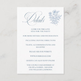 Cartão De Informações French Blue Enclosure Card Details