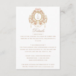 Cartão De Informações French Rococo Rose Monogram Wedding