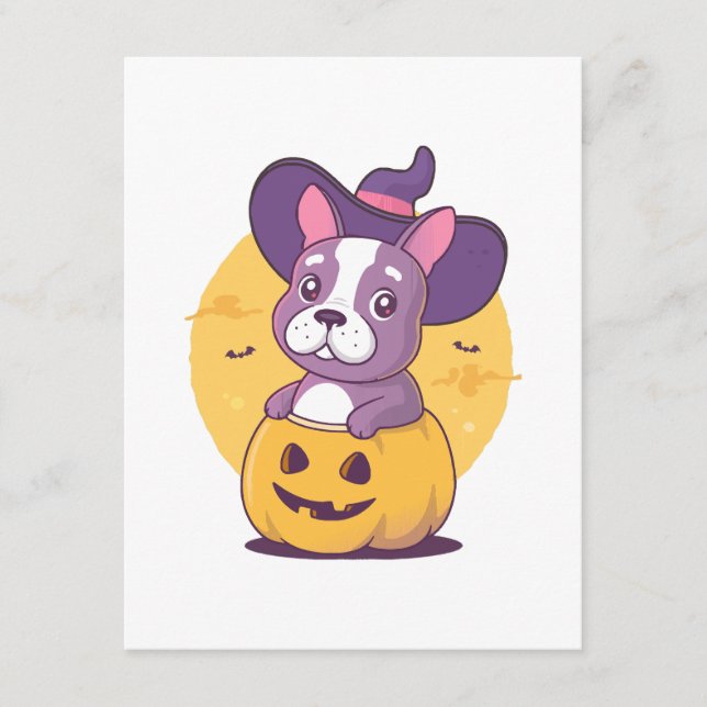 Cartão De Informações Frenchie Halloween (Frente)