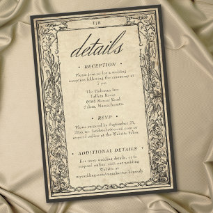 Cartão De Informações Fronteira Medieval Gótica Vintage Casamento Pergam