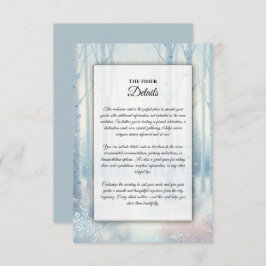 Cartão De Informações Frosted Blue Birch Forest Wedding