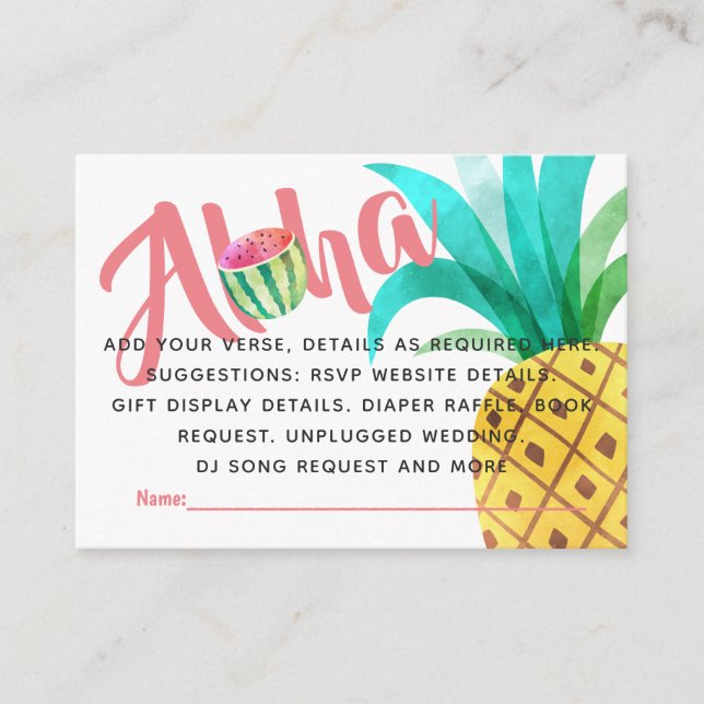 Cartão De Informações Fruity Tropical Detalhes do Chá Inserir - Redação (Frente)