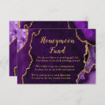 Cartão De Informações Fundo Agate Honeymoon, roxo e Dourado<br><div class="desc">Este elegante e glamouroso cartão de cercado de lua de mel apresenta um fundo de mármore roxo e agitado com sotaques de ouro falso. O texto combina o script manuscrito e as fontes sans serif modernas para um aspecto elegante e sofisticado. Isso será perfeito para outono e casamentos no inverno....</div>