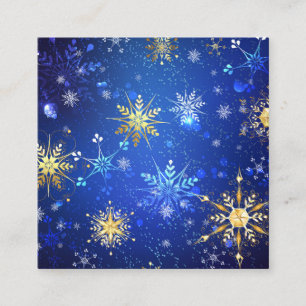 Cartão De Informações Fundo Azul XMAS com Flocos de Neve Ouro