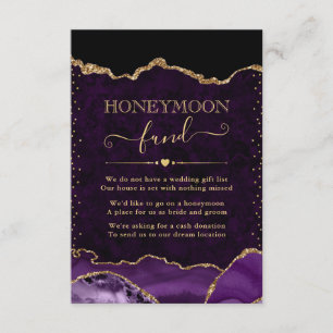 Cartão De Informações Fundo de Casamento Lua de Mel Ágata Roxo e Dourado