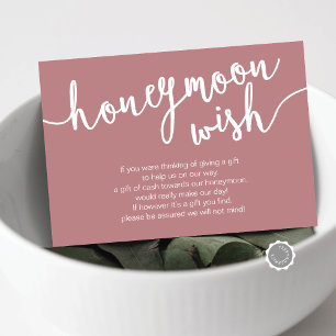 Cartão De Informações Fundo de Desejo Honeymoon de Casamento, Dusty Rosa