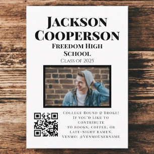 Cartão De Informações Fundo de Faculdade de Foto QR Graduação de Código 