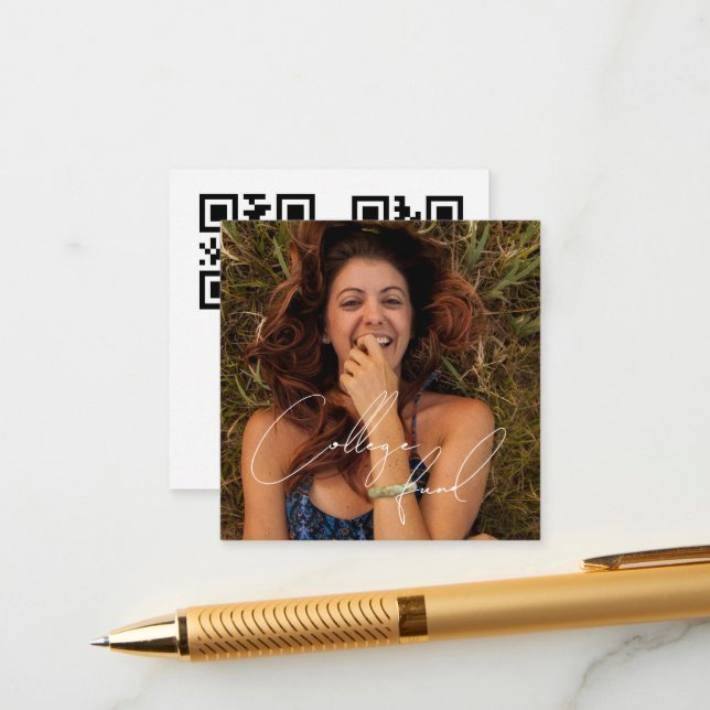 Cartão De Informações Fundo de formandos de código de foto qr personaliz (Frente/Verso In Situ)