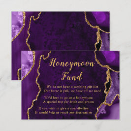 Cartão De Informações Fundo de Lua de Mel de Casamento Ágata Roxo e Dour