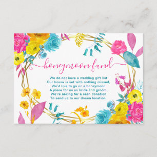 Cartão De Informações Fundo de Mel para Casamento de Flores de Verão em 
