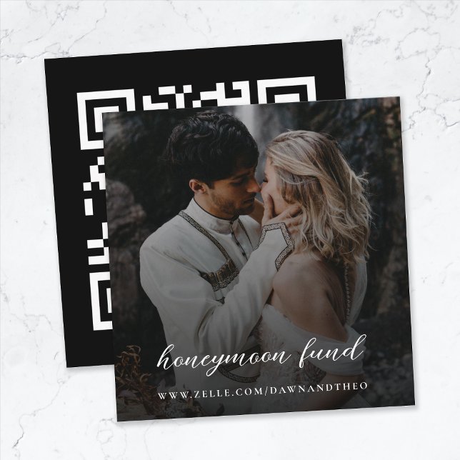 Cartão De Informações Fundo Honeymoon | Casamento de Fotos Elegante do C (Criador carregado)