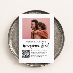 Cartão De Informações Fundo Honeymoon   Código QR e Foto de Script Casua