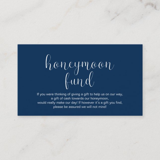 Cartão De Informações Fundo Honeymoon de Casamento, Moderno Mínimo (Frente)