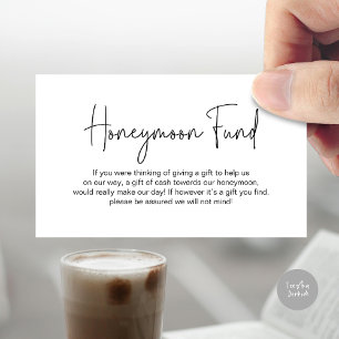 Cartão De Informações Fundo Honeymoon de Casamento, Script Manuscrito Mo