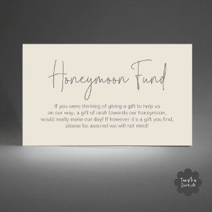 Cartão De Informações Fundo Honeymoon de Casamento, Script Manuscrito Mo
