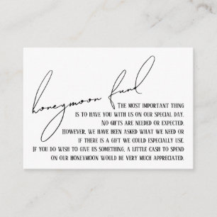 Cartão De Informações Fundo Honeymoon Moderna Manuscrito Branco