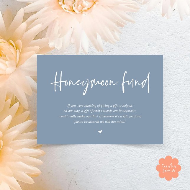 Cartão De Informações Fundo Honeymoon Wish Cash (Wedding Honeymoon Wish Fund Cash Enclosure Card in Dusty Blue)