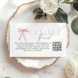 Cartão De Informações Fundo Universitário Código Qr Graduação Laço Rosa