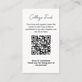 Cartão De Informações Fundo Universitário de Graduação Código QR Minimal