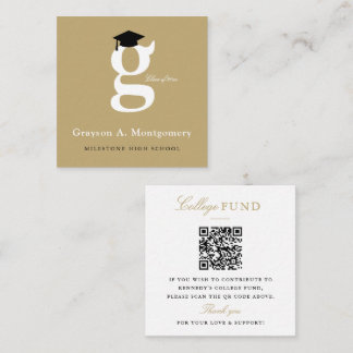 Cartão De Informações Fundo Universitário de Graduação Monogram Gold 'G'