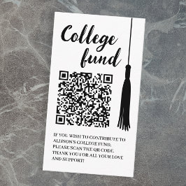 Cartão De Informações Fundo Universitário Preto e Branco Borla Código Qr