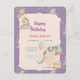 Cartão De Informações Funny Birthday Unicorn
