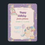 Cartão De Informações Funny Birthday Unicorn<br><div class="desc">Unicórnio,  aniversário de menina,  arco-íris,  roxo,  mágico,  pequeno aniversário de unicórnio,  aniversário de unicórnio giro,  unicórnio de aquarela,  cores pastel,  engraçado</div>
