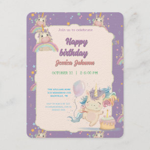 Cartão De Informações Funny Birthday Unicorn
