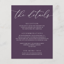 Cartão De Informações Gabinete de Casamento Minimalista Roxo Plum Modern