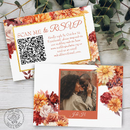 Cartão De Informações Gabinete de Casamento RSVP de Código QR Floral do 