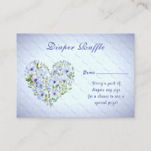 Gabinete de Chá de fraldas Floral de Coração Azul