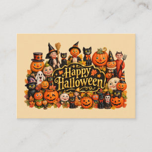 Cartão De Informações Gabinete de Curiosidades de Halloween Vintage Mena
