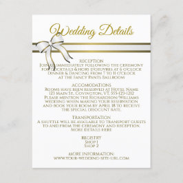 Cartão De Informações Gabinete de Detalhes de Casamento de Fita Branca e