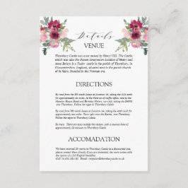 Cartão De Informações Gabinete de Detalhes de Casamento do buquê Burgund