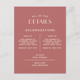 Cartão De Informações Gabinete de Detalhes de Casamento Simples + Limpo 